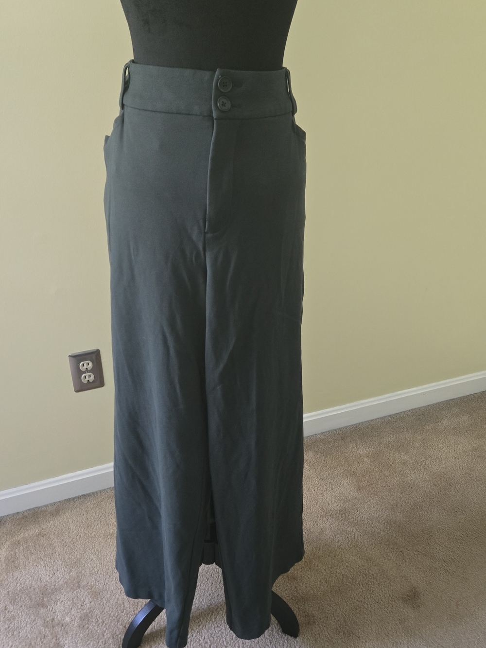 torrid Long High Waisted Wide Leg Trousers in Dark Green